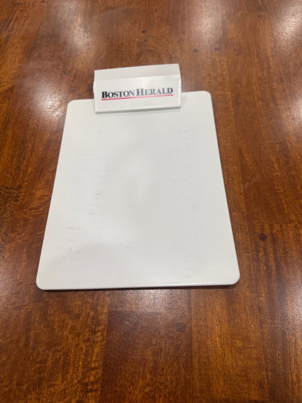 Late 90s / Y2K Boston Herald White Clipboard with Clip